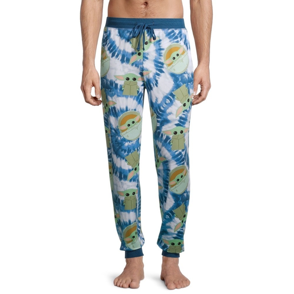 ❤️🆕 STAR WARS The Child Chibi Lounge Pants Blue Tie-Dye Baby Yoda Print XXL